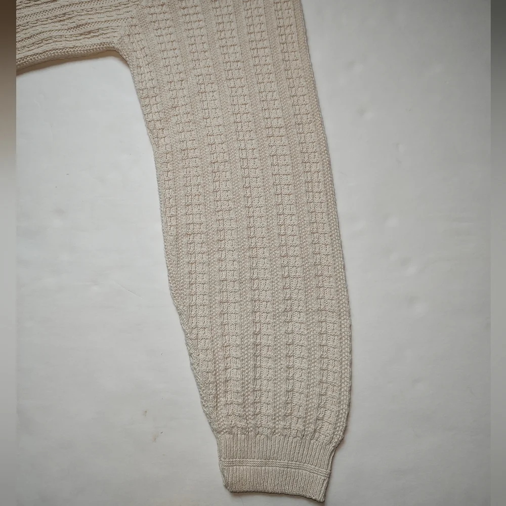 Bill Blass Vintage Sweater Men Cotton Cream Pullover Knit Crew Neck USA Ivory L - Picture 7 of 16